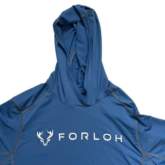 Forloh Men's SolAir Hooded Long Sleeve Blue Hunting Baselayer Shirt Sz L - Picture 4 of 9